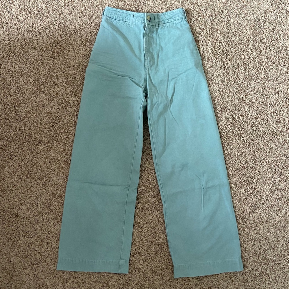 Free people high waist wide leg light sage green pant size 24